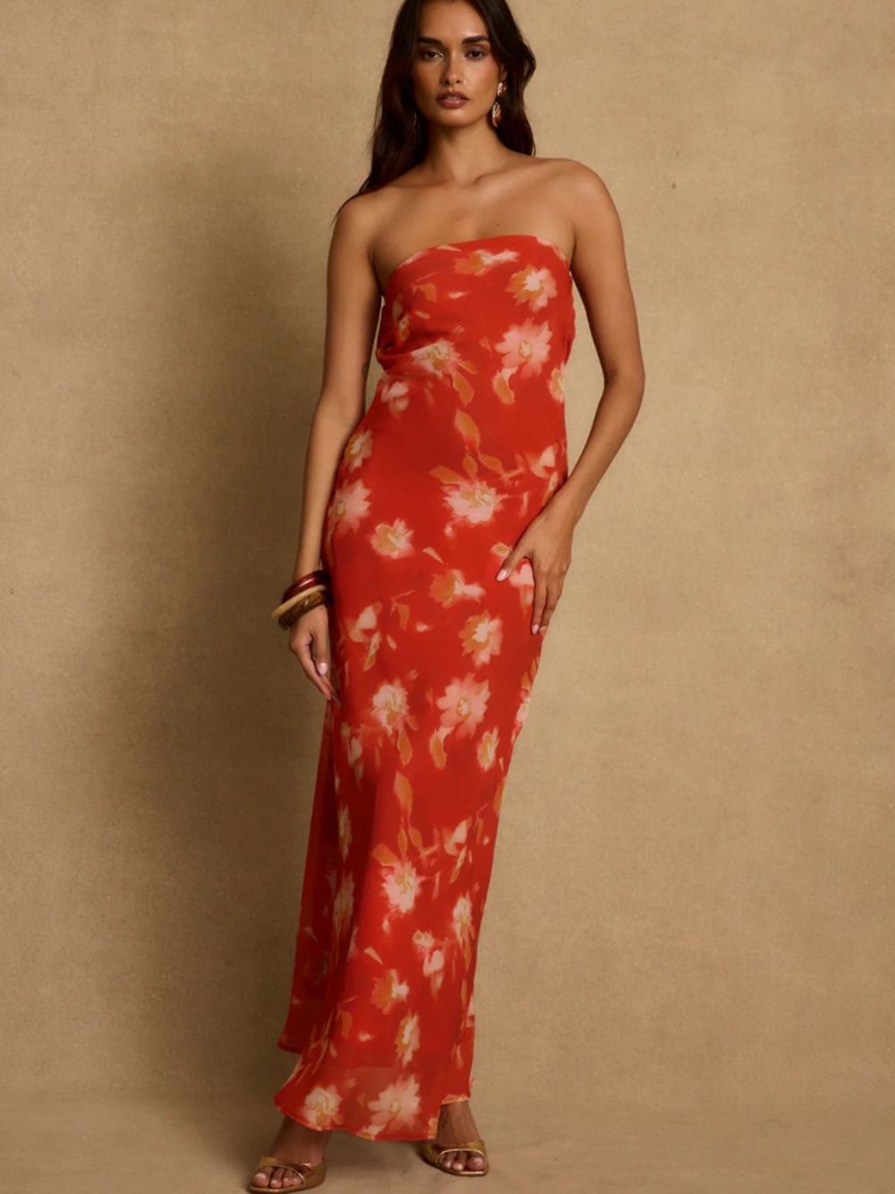 Natalia Poppy Red Strapless Maxi Dress - Picture 3 of 3